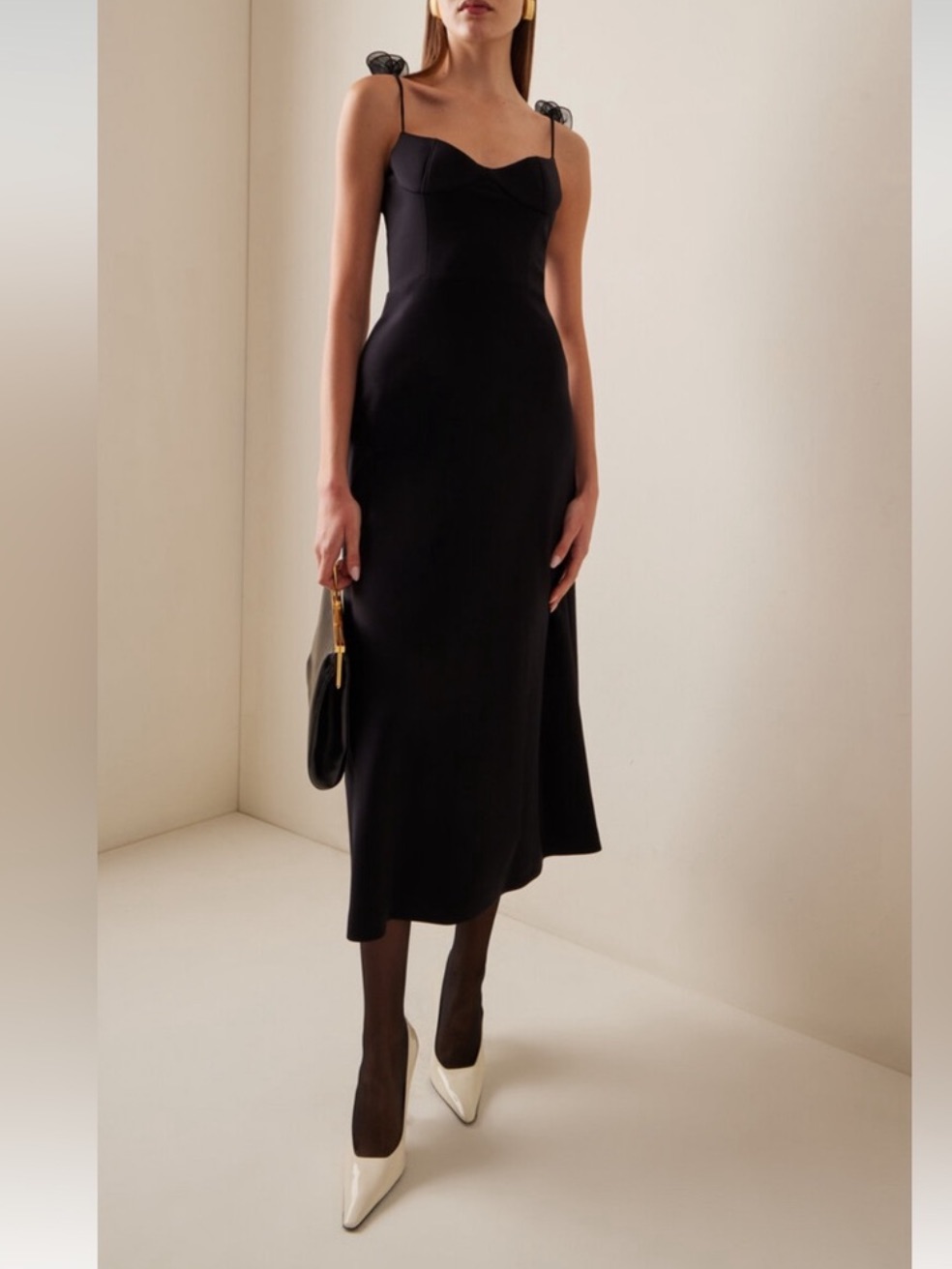 Magda Butrym Floral Aplique Black Dress